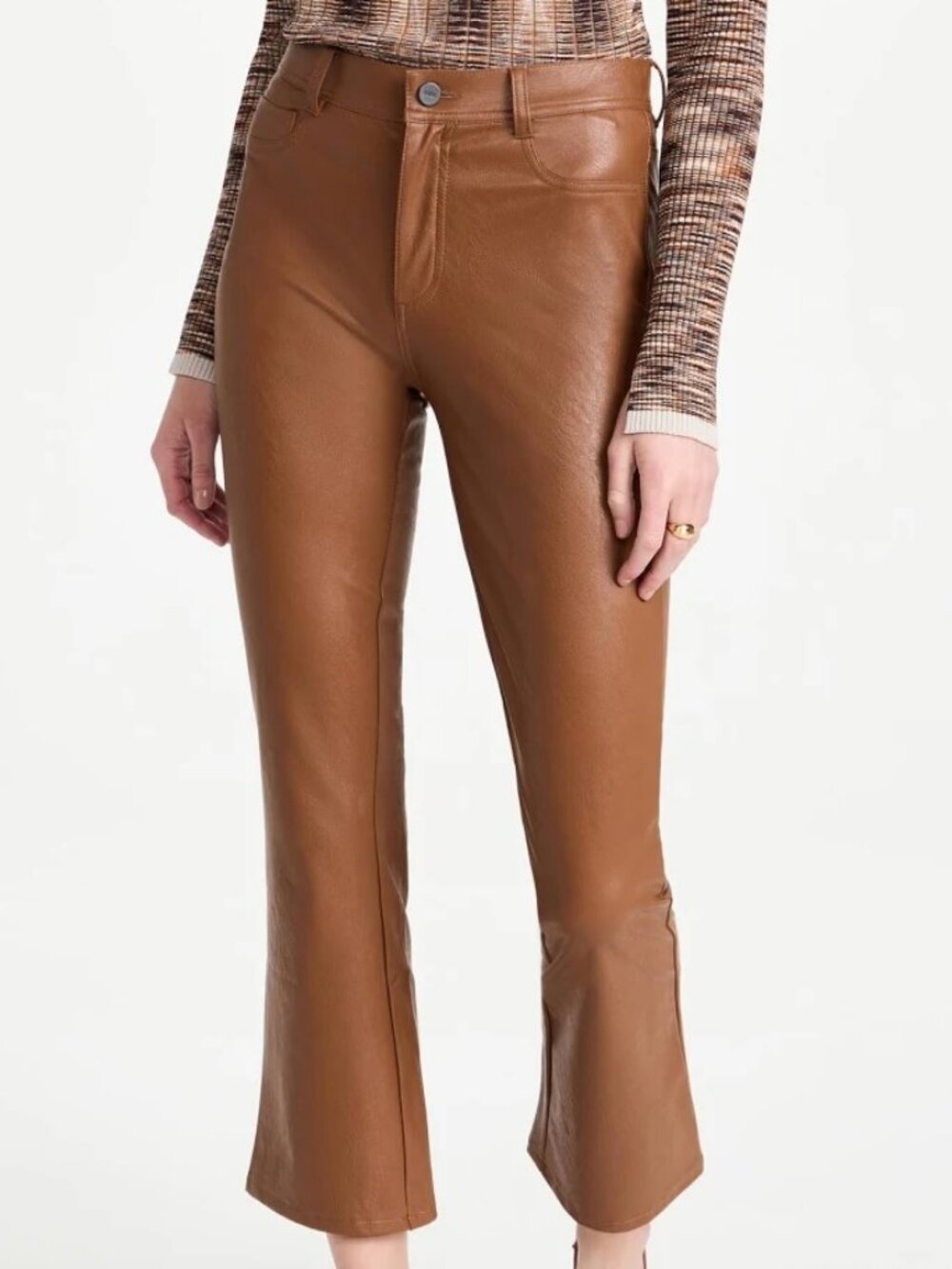 PAIGE Brown Faux Leather Bootcut Pants | 25